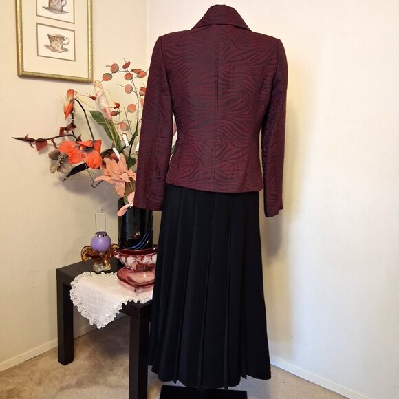 Preowned Oscar B. Women's Purple Black Printed Lined Blazer Jacket Size 10 - Picture 6 of 13